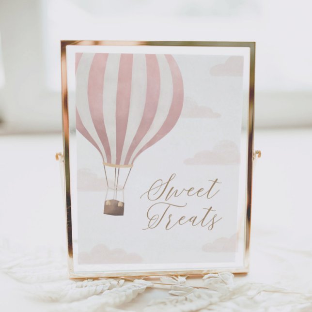 Rosa Luftballong Birthday Sweet Treats Sign Poster (Skapare uppladdad)