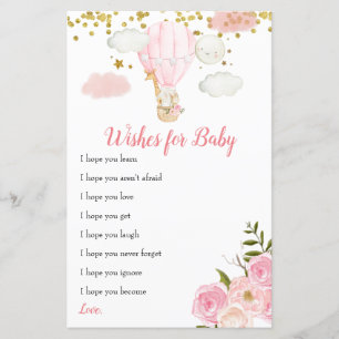 Rosa luftballong Blommönster önskningar för Baby-k