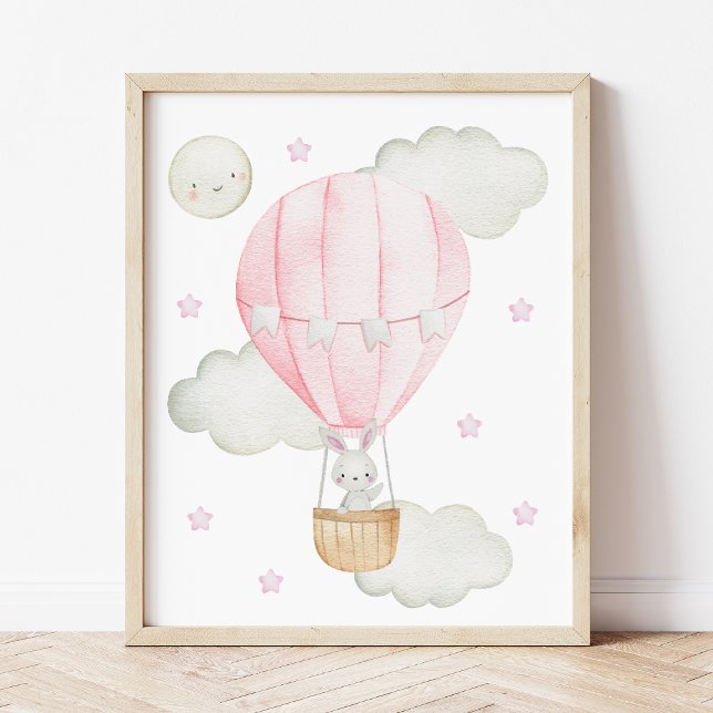 Rosa Luftballong, Djur, Bunny, Girl Nursery Poster (Skapare uppladdad)