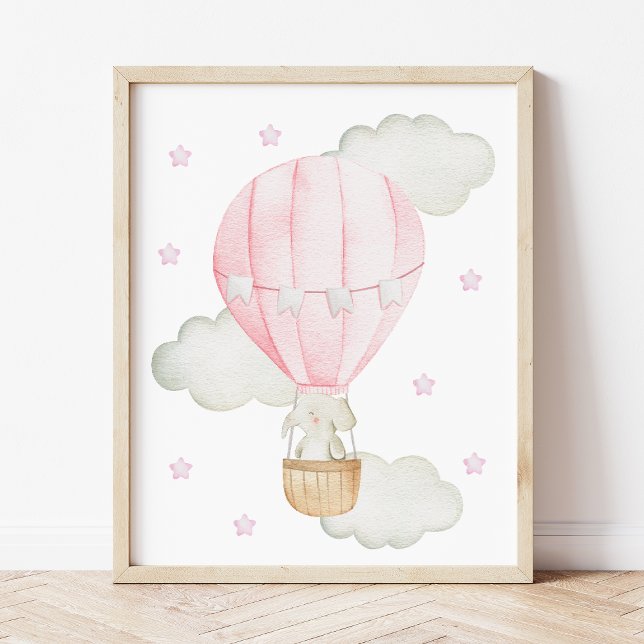 Rosa Luftballong, Elephant, Star, Girl Nursery Fototryck (Skapare uppladdad)