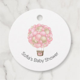 Rosa Luftballong Girl Baby Shower Gåvor Etiketter