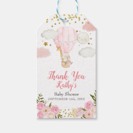 Rosa Luftballong Jungle Animals Guld Glitter Presentetikett