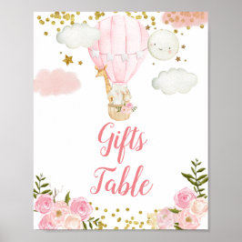 Rosa Luftballong Jungle Guld Glitter Poster