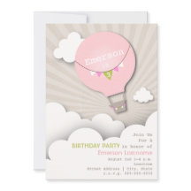 Rosa luftballong- & molnflicka födelsedag