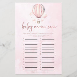 Rosa Luftballong Namn Tävling Baby Shower Game