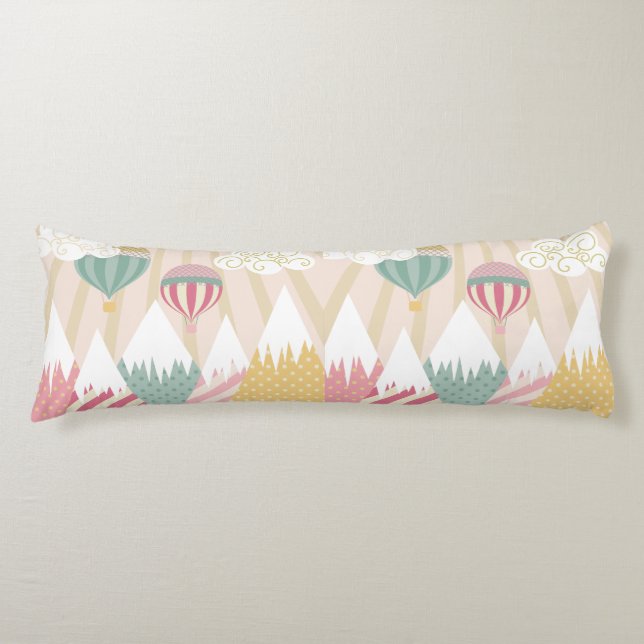 Rosa Luftballong och bergscen Kroppskudde (Framsidan)