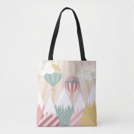 Rosa Luftballong och bergscen Tygkasse