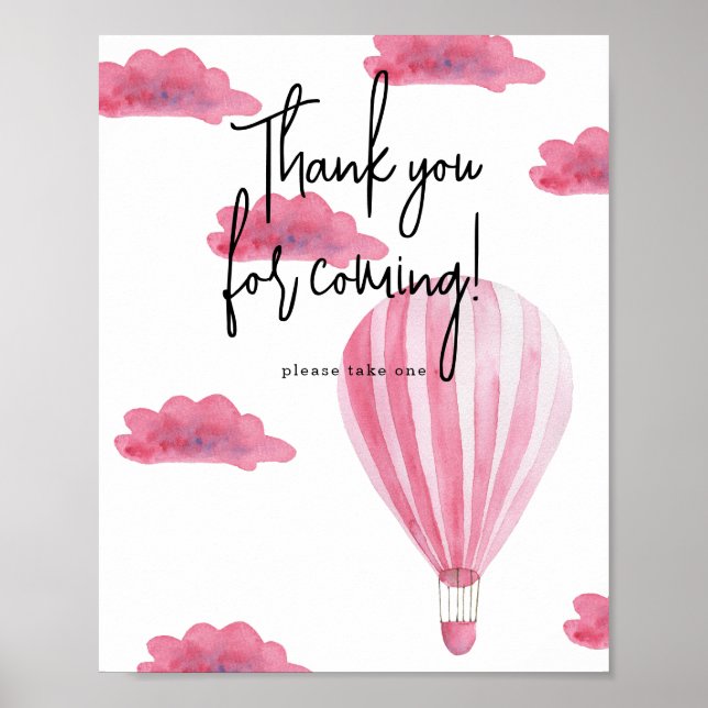 Rosa luftballong - Tack för att du kom Poster (Framsidan)