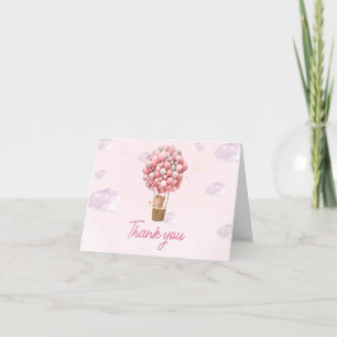 Rosa Luftballong upp och bort, babystövel Tack Kort