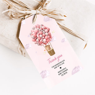 Rosa Luftballong upp- och bort favorittaggar Presentetikett