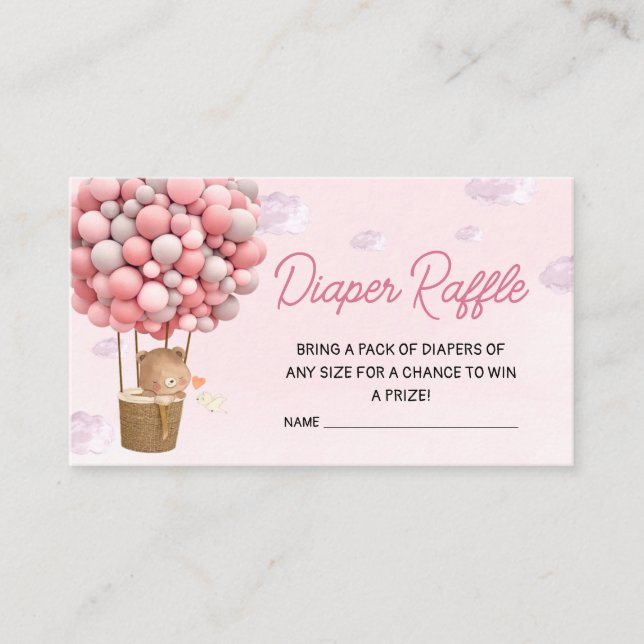 Rosa Luftballong uppåt och bort, nedåt Raffle Tilläggskort (Framsida)