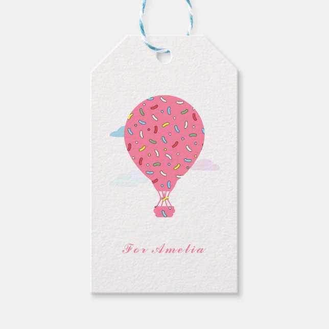 Rosa Luftballonger Presentetikett (Framsidan)