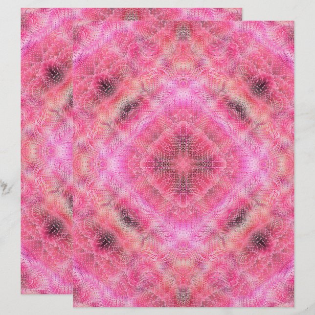 Rosa lugna trädgårdsscrapbookpapper 2-sidig sida (Fram/baksida)