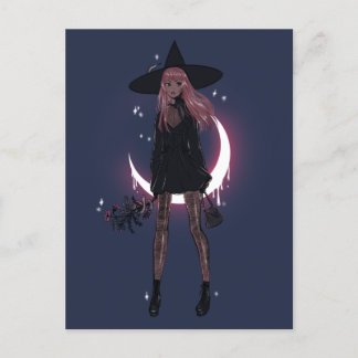 Rosa Luna Witch Vykort