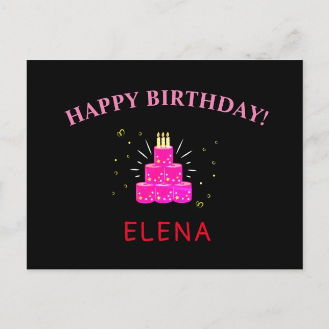 rosa lustig karantänstav i grattis på födelsedagen vykort (Framsida)