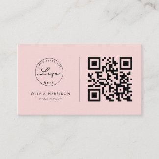 Rosa Luxury Minimalist QR Code Professionell Visitkort