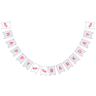 Rosa Lycklig Barkday Bunting Banner Wiener Hund Vimplar