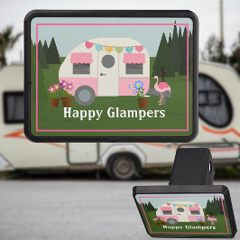 Rosa Lycklig Camper Glampers Hitch Cover Dragkroksskydd