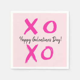 Rosa Lycklig Galentine's day XOXO Valentine's Pappersservett