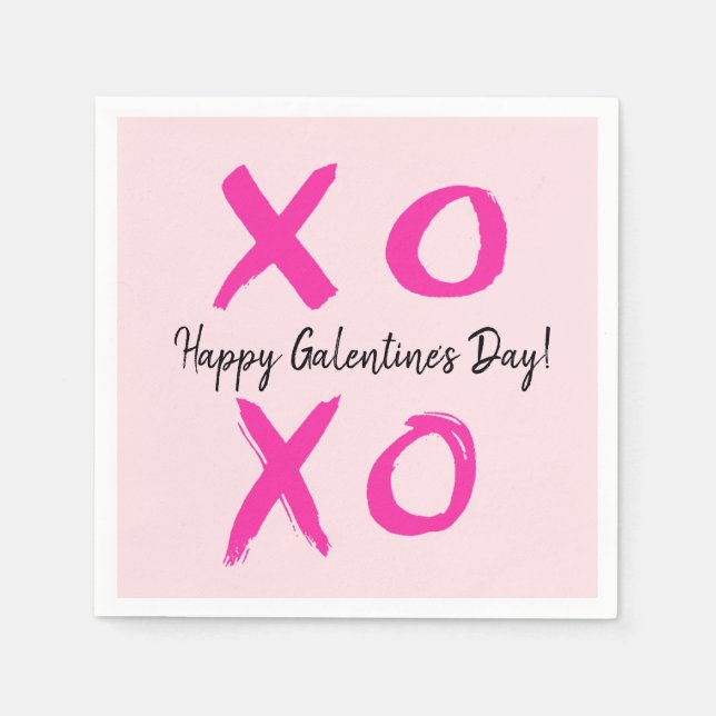 Rosa Lycklig Galentine's day XOXO Valentine's Pappersservett (Framsidan)