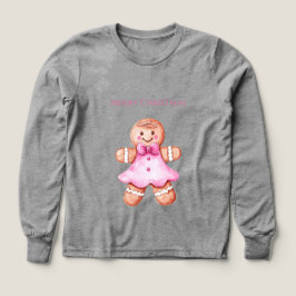 Rosa Lycklig Gingertea Cookie Girl jul jul T Shirt