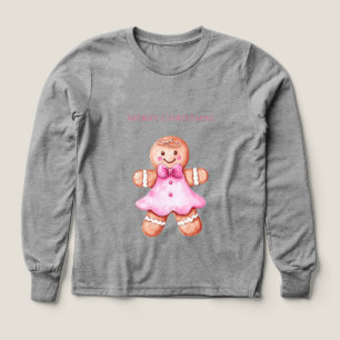 Rosa Lycklig Gingertea Cookie Girl jul jul T Shirt