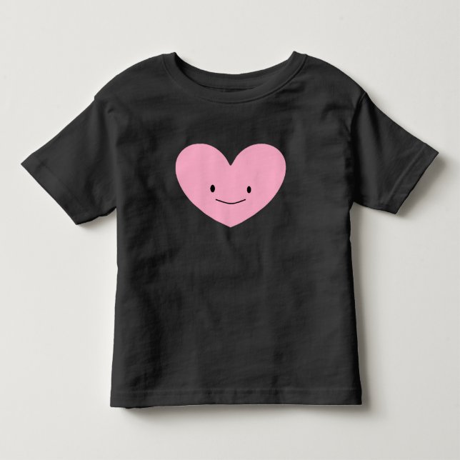 Rosa Lycklig Heart-grafik T-Shirt (Framsida)
