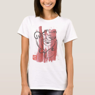Rosa lycklig kattbabyutslagsplats t shirt