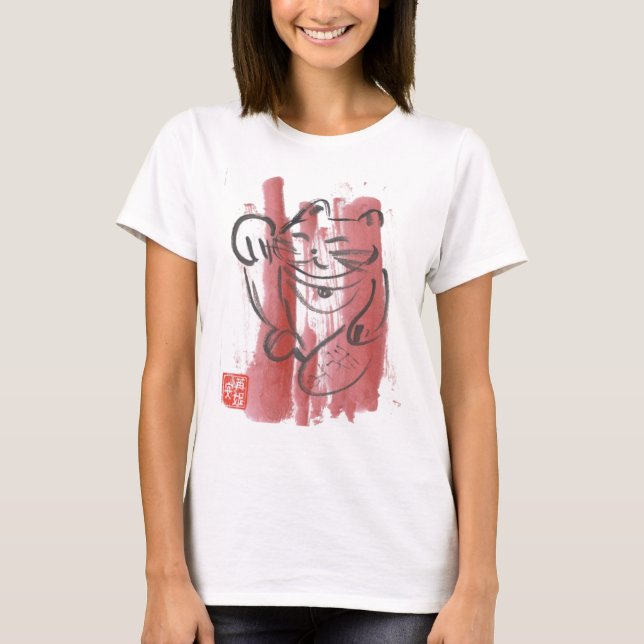 Rosa lycklig kattbabyutslagsplats t shirt (Framsida)