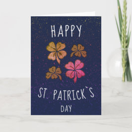 Rosa lycklig Shamrock-klöver Glad St. Patrick`s da Helgkort