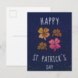 Rosa lycklig Shamrock-klöver Glad St. Patrick`s da Vykort