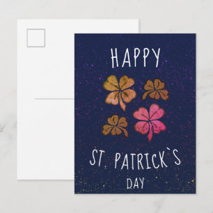 Rosa lycklig Shamrock-klöver Glad St. Patrick`s da Vykort