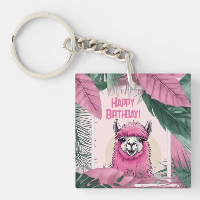 Rosa Lycklig Smiling Lama (Framsidan)