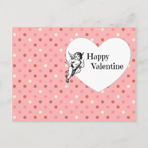 Rosa Lycklig Valentine Cupid vykort