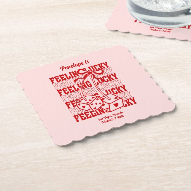 Rosa lyckliga möhippekalas underlägg (Vinklad)