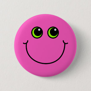Rosa lyckligt Emoji ansikte Knapp