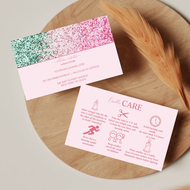 Rosa lyx estetiskt ljusstake underhåll visitkort (Skapare uppladdad)