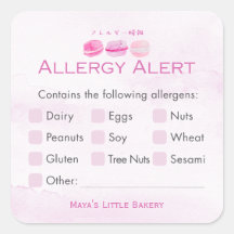 Rosa Macaron Bageri Allergi Varning