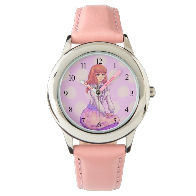 Rosa Macaron Girl Armbandsur (Framsida)