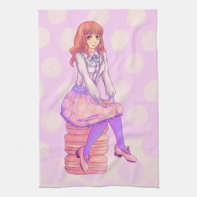 Rosa Macaron Girl Kökshandduk (Vertikal)