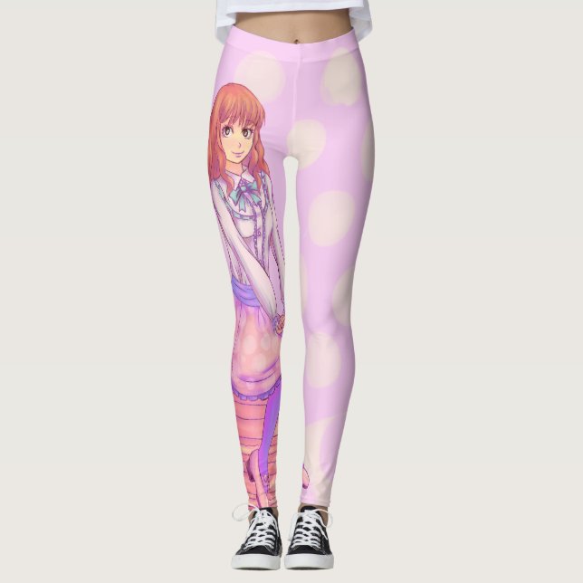 Rosa Macaron Girl Leggings (Framsida)