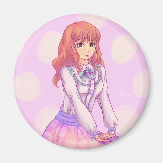 Rosa Macaron Girl Magnet (Framsidan)