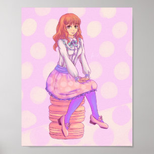Rosa Macaron Girl Poster