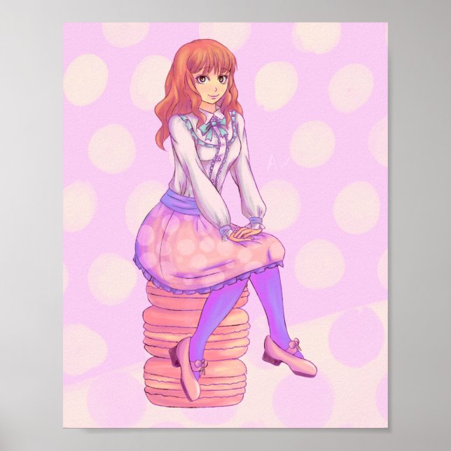 Rosa Macaron Girl Poster (Framsidan)
