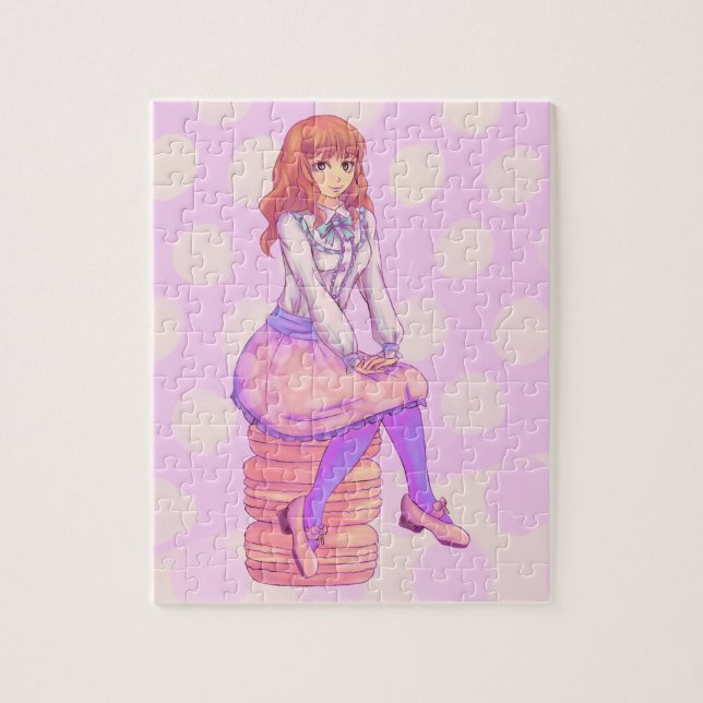 Rosa Macaron Girl Pussel (Vertikal)