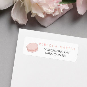 Rosa Macaron Returadress Etikett