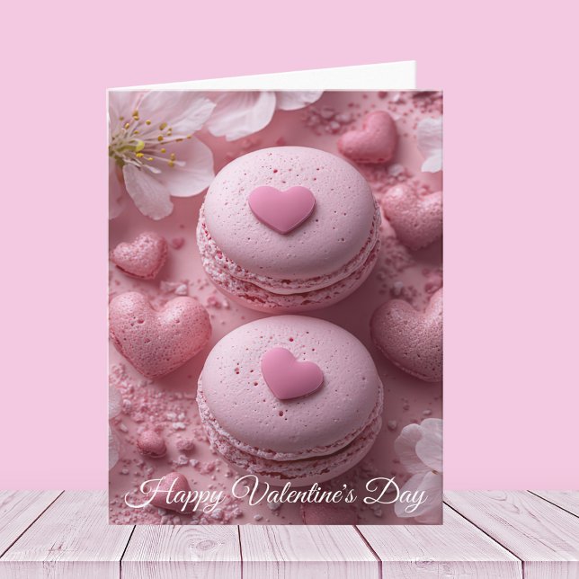 Rosa Macarones med Hearts Valentines Hälsning Kort (Skapare uppladdad)