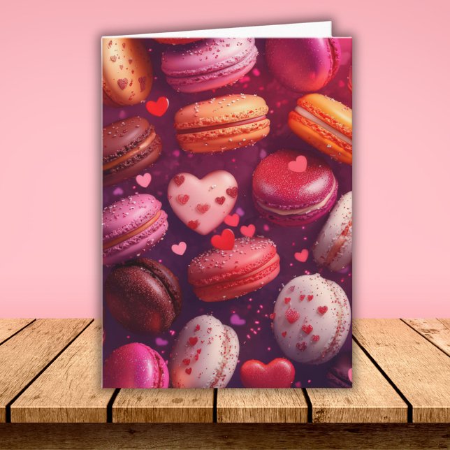 Rosa Macarons Hjärtformad Design Alla Hjärtans Dag Kort (Skapare uppladdad)
