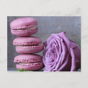 Rosa Macarons Lila Ro Fransk-vykort Vykort