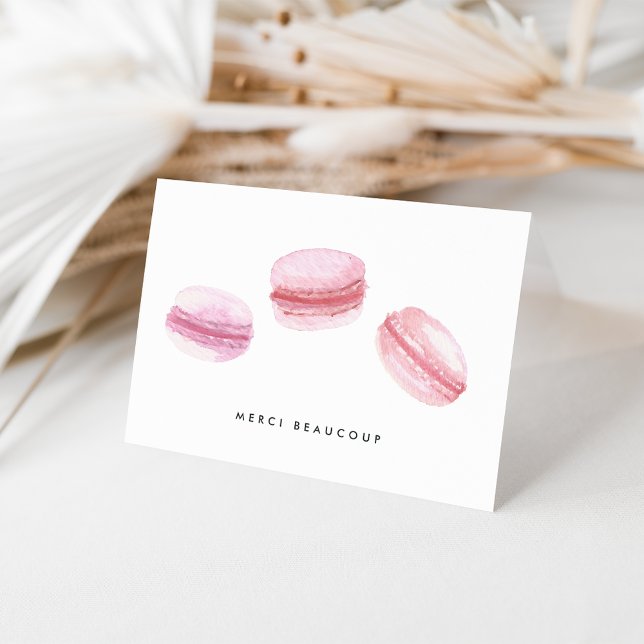 Rosa Macarons Merci Beaucoup Tack Kort (Skapare uppladdad)